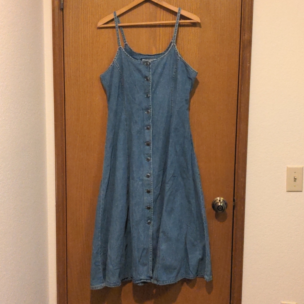 Vintage Denim Button Down Midi Dress